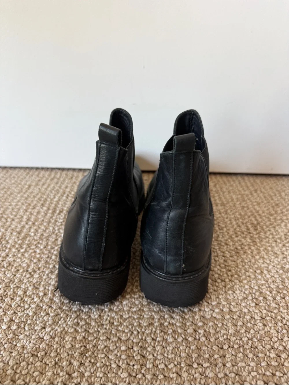 Freda Salvador Black Leather Chelsea Booties with Pull Tabs